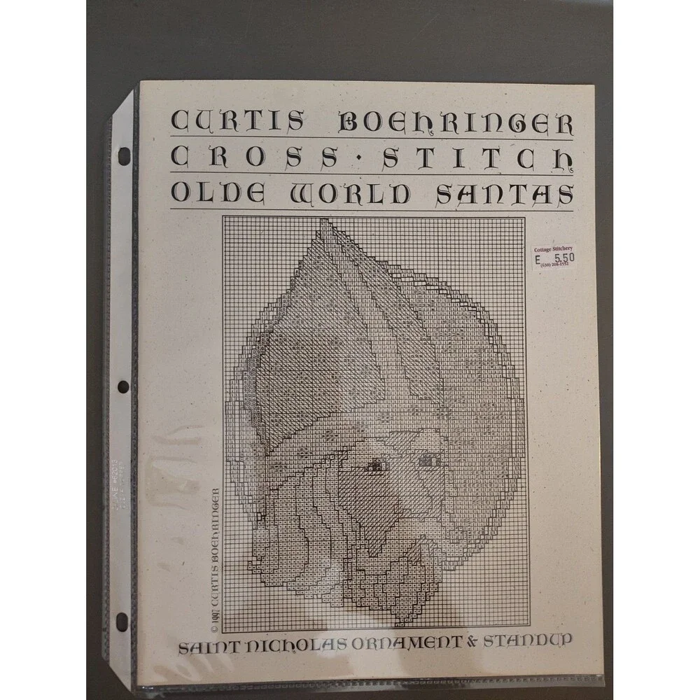 Vintage Curtis Boehringer Cross Stitch Pattern Olde World Santas St Nicholas...